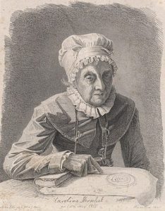 A black and white picture of Caroline Herschel